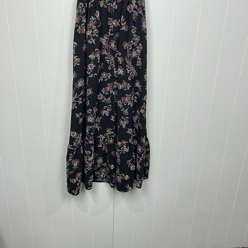 Haptic Holly Harper Womens Midi Dress No Size Tag Burgundy/Black Smocking Floral - Picture 10 of 14